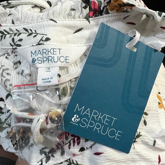 Market & Spruce (1X) Ava Tie Neck Sleeveless Blouse - Stitch Fix Floral Cluster - Picture 12 of 12